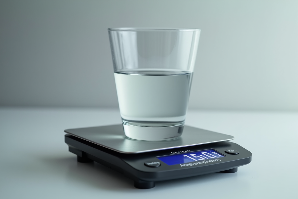 Balance de cuisine numérique avec verre d