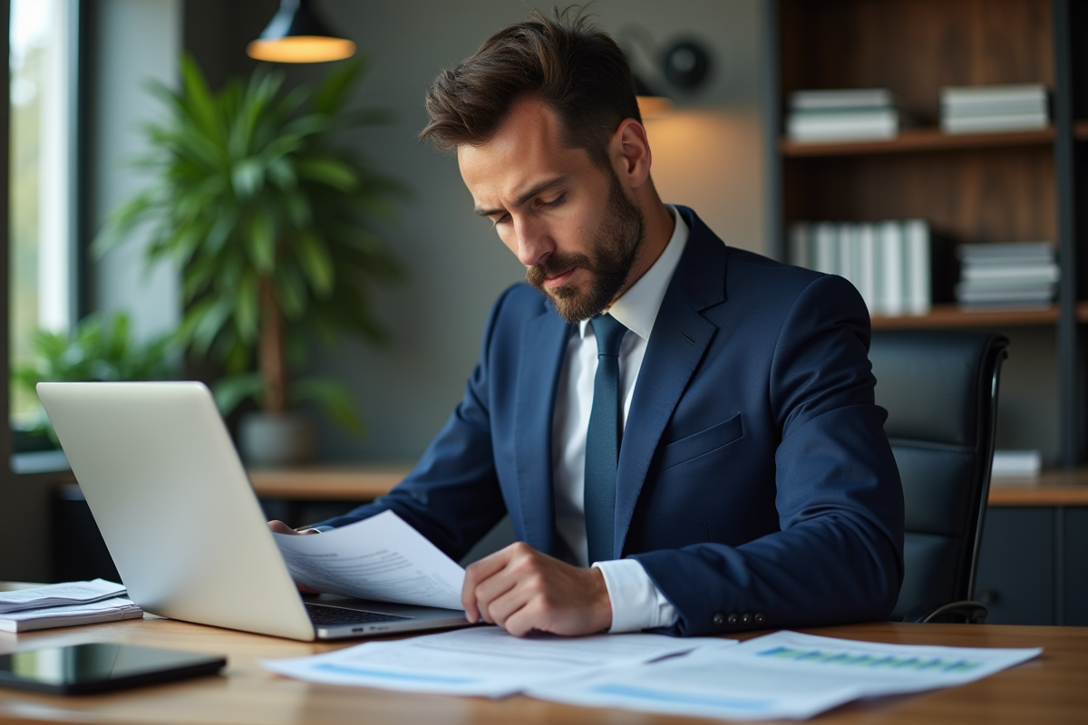 Banquier professionnel en bureau moderne pour article finance