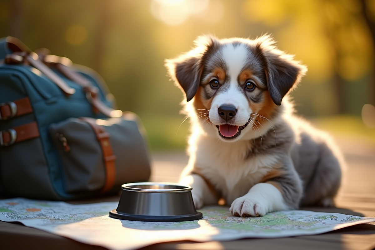 Chiot Australian Shepherd en plein air à l