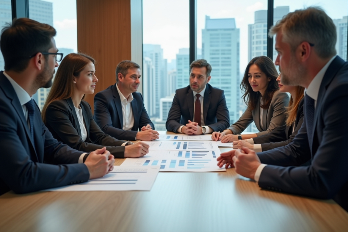 Groupe de professionnels en réunion d'affaires