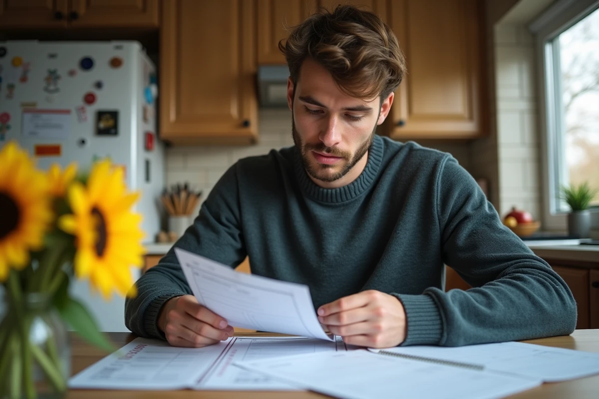 Jeune homme comptant les jours sur un calendrier à la maison