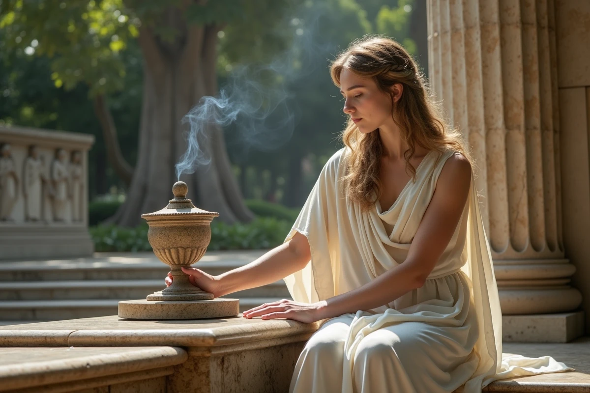 Jeune femme en toge près d