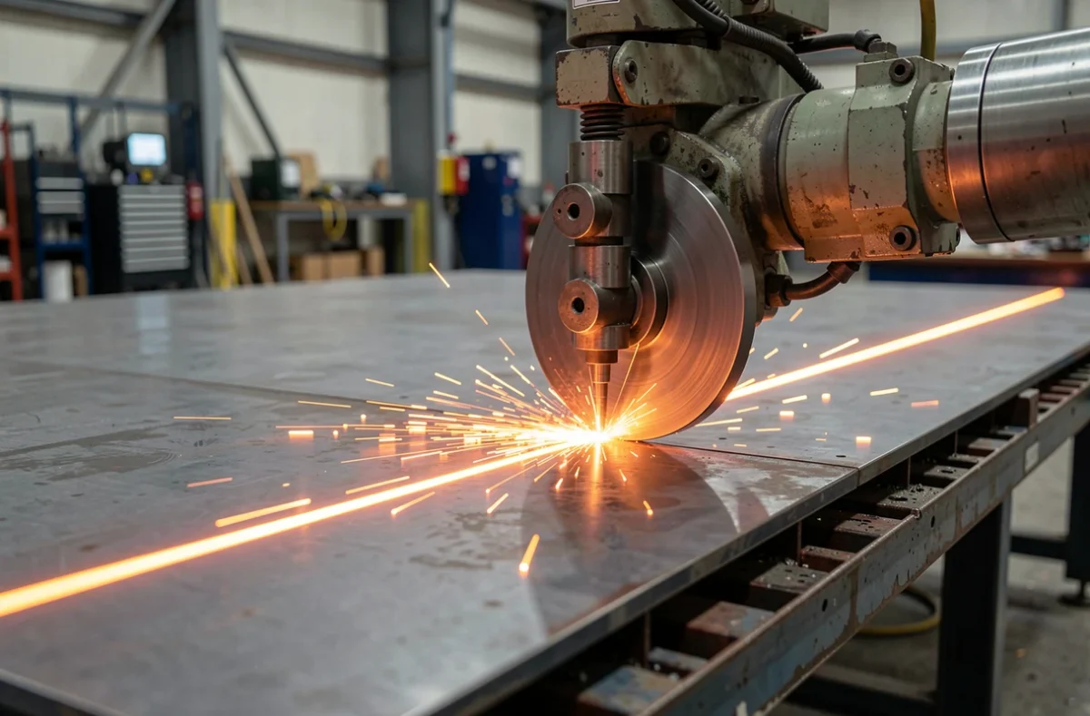 Machine de découpe laser sur une tôle d'acier
