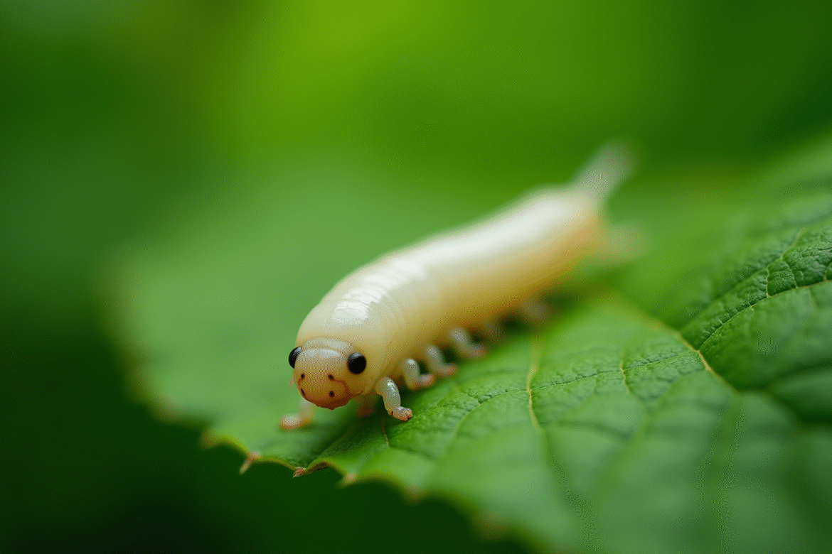 Mouche blanche sur une feuille verte en gros plan